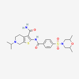molecular formula C24H32N4O5S2 B2479574 2-(4-((2,6-二甲基吗啉)磺酰基)苯甲酰胺)-6-异丙基-4,5,6,7-四氢噻吩并[2,3-c]吡啶-3-甲酰胺 CAS No. 449768-69-8