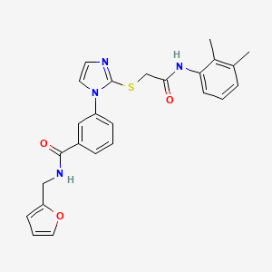 molecular formula C25H24N4O3S B2479575 3-[2-({2-[(2,3-dimethylphenyl)amino]-2-oxoethyl}thio)-1H-imidazol-1-yl]-N-(2-furylmethyl)benzamide CAS No. 1115336-13-4