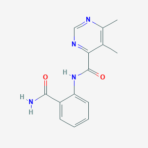 molecular formula C14H14N4O2 B2479582 N-(2-Carbamoylphenyl)-5,6-dimethylpyrimidine-4-carboxamide CAS No. 2415471-15-5