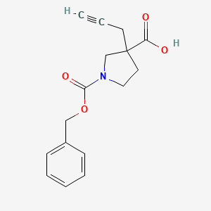 molecular formula C16H17NO4 B2479584 1-Phenylmethoxycarbonyl-3-prop-2-ynylpyrrolidine-3-carboxylic acid CAS No. 2287331-25-1
