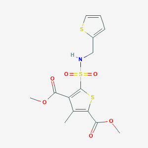molecular formula C14H15NO6S3 B2479585 Dimethyl 3-methyl-5-{[(2-thienylmethyl)amino]sulfonyl}-2,4-thiophenedicarboxylate CAS No. 612045-17-7