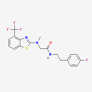 molecular formula C19H17F4N3OS B2479596 N-(4-fluorophenethyl)-2-(methyl(4-(trifluoromethyl)benzo[d]thiazol-2-yl)amino)acetamide CAS No. 1396879-36-9