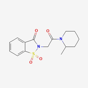 molecular formula C15H18N2O4S B2479602 2-(2-(2-methylpiperidin-1-yl)-2-oxoethyl)benzo[d]isothiazol-3(2H)-one 1,1-dioxide CAS No. 899954-14-4