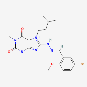 molecular formula C20H25BrN6O3 B2479604 8-[(E)-2-[(5-bromo-2-methoxyphenyl)methylidene]hydrazin-1-yl]-1,3-dimethyl-7-(3-methylbutyl)-2,3,6,7-tetrahydro-1H-purine-2,6-dione CAS No. 949366-04-5