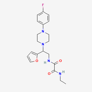 molecular formula C20H25FN4O3 B2479611 N1-ethyl-N2-(2-(4-(4-fluorophenyl)piperazin-1-yl)-2-(furan-2-yl)ethyl)oxalamide CAS No. 877632-57-0