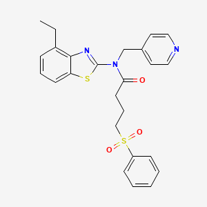 molecular formula C25H25N3O3S2 B2479614 N-(4-ethylbenzo[d]thiazol-2-yl)-4-(phenylsulfonyl)-N-(pyridin-4-ylmethyl)butanamide CAS No. 923202-58-8