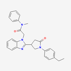 molecular formula C28H28N4O2 B2479615 2-{2-[1-(4-ethylphenyl)-5-oxopyrrolidin-3-yl]-1H-benzimidazol-1-yl}-N-methyl-N-phenylacetamide CAS No. 912889-94-2