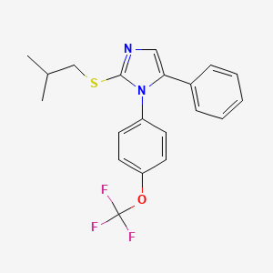 molecular formula C20H19F3N2OS B2479616 2-(异丁基硫)-5-苯基-1-(4-(三氟甲氧基)苯基)-1H-咪唑 CAS No. 1226447-40-0