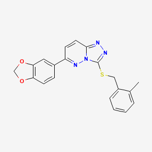 molecular formula C20H16N4O2S B2479618 6-(1,3-Benzodioxol-5-yl)-3-[(2-methylphenyl)methylsulfanyl]-[1,2,4]triazolo[4,3-b]pyridazine CAS No. 877634-66-7