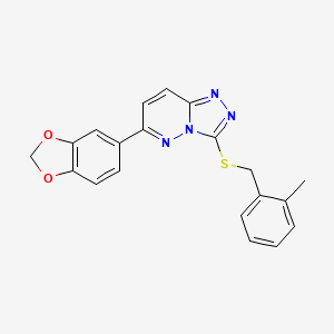 molecular formula C20H16N4O2S B2479618 6-(1,3-苯并二氧杂环-5-基)-3-[(2-甲基苯基)甲基硫烷基]-[1,2,4]三唑并[4,3-b]哒嗪 CAS No. 877634-66-7