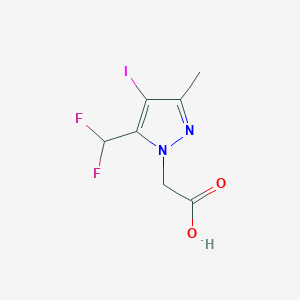 molecular formula C7H7F2IN2O2 B2479620 2-[5-(Difluoromethyl)-4-iodo-3-methylpyrazol-1-yl]acetic acid CAS No. 1946822-72-5