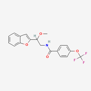 molecular formula C19H16F3NO4 B2479622 N-(2-(benzofuran-2-yl)-2-methoxyethyl)-4-(trifluoromethoxy)benzamide CAS No. 2034608-85-8