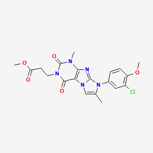 molecular formula C20H20ClN5O5 B2479631 methyl 3-(8-(3-chloro-4-methoxyphenyl)-1,7-dimethyl-2,4-dioxo-1H-imidazo[2,1-f]purin-3(2H,4H,8H)-yl)propanoate CAS No. 886890-13-7
