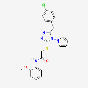 molecular formula C22H20ClN5O2S B2479636 2-((5-(4-氯苄基)-4-(1H-吡咯-1-基)-4H-1,2,4-三唑-3-基)硫代)-N-(2-甲氧苯基)乙酰胺 CAS No. 886925-30-0
