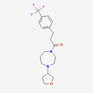 molecular formula C19H25F3N2O2 B2479638 1-(4-(Tetrahydrofuran-3-yl)-1,4-diazepan-1-yl)-3-(4-(trifluoromethyl)phenyl)propan-1-one CAS No. 2309710-50-5