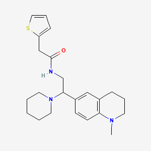 molecular formula C23H31N3OS B2479640 N-(2-(1-methyl-1,2,3,4-tetrahydroquinolin-6-yl)-2-(piperidin-1-yl)ethyl)-2-(thiophen-2-yl)acetamide CAS No. 921902-21-8