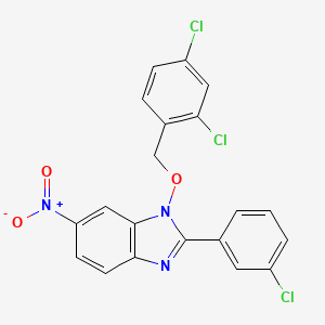 molecular formula C20H12Cl3N3O3 B2479649 2-(3-chlorophenyl)-1-[(2,4-dichlorobenzyl)oxy]-6-nitro-1H-1,3-benzimidazole CAS No. 303149-31-7