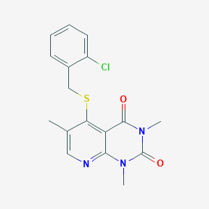 molecular formula C17H16ClN3O2S B2479650 5-((2-chlorobenzyl)thio)-1,3,6-trimethylpyrido[2,3-d]pyrimidine-2,4(1H,3H)-dione CAS No. 899940-47-7