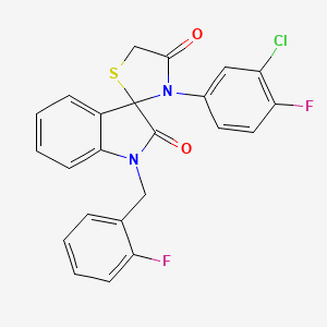 molecular formula C23H15ClF2N2O2S B2479658 3'-(3-Chloro-4-fluorophenyl)-1-[(2-fluorophenyl)methyl]-1,2-dihydrospiro[indole-3,2'-[1,3]thiazolidine]-2,4'-dione CAS No. 894540-63-7