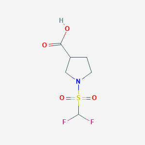 molecular formula C6H9F2NO4S B2479666 1-(Difluoromethylsulfonyl)pyrrolidine-3-carboxylic acid CAS No. 1341357-11-6