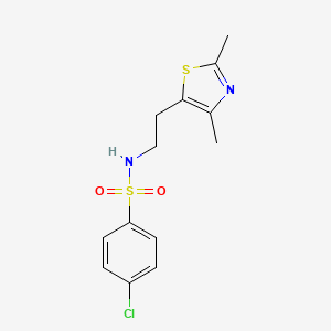 molecular formula C13H15ClN2O2S2 B2479670 4-chloro-N-(2-(2,4-dimethylthiazol-5-yl)ethyl)benzenesulfonamide CAS No. 873003-04-4