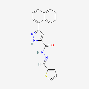 molecular formula C19H14N4OS B2479674 (E)-3-(萘-1-基)-N'-(噻吩-2-基亚甲基)-1H-吡唑-5-甲酰肼 CAS No. 634888-19-0