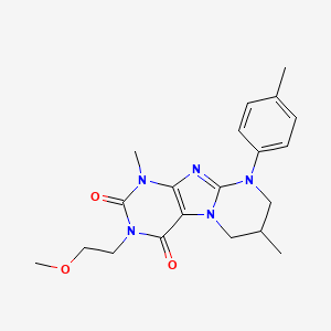 molecular formula C20H25N5O3 B2479675 3-(2-methoxyethyl)-1,7-dimethyl-9-(4-methylphenyl)-7,8-dihydro-6H-purino[7,8-a]pyrimidine-2,4-dione CAS No. 848727-47-9