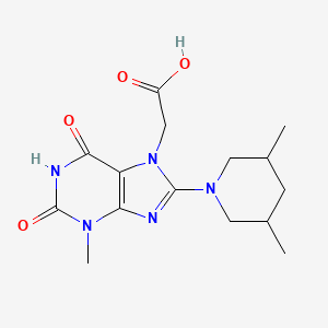 molecular formula C15H21N5O4 B2479678 2-(8-(3,5-二甲基哌啶-1-基)-3-甲基-2,6-二氧代-2,3-二氢-1H-嘌呤-7(6H)-基)乙酸 CAS No. 946328-86-5