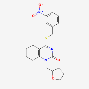 molecular formula C20H23N3O4S B2479685 4-((3-nitrobenzyl)thio)-1-((tetrahydrofuran-2-yl)methyl)-5,6,7,8-tetrahydroquinazolin-2(1H)-one CAS No. 899756-58-2