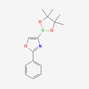 molecular formula C15H18BNO3 B2479686 2-Phenyl-4-(4,4,5,5-tetramethyl-1,3,2-dioxaborolan-2-yl)oxazole CAS No. 885669-16-9