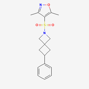 molecular formula C17H20N2O3S B2479688 3,5-Dimethyl-4-[(6-phenyl-2-azaspiro[3.3]heptan-2-yl)sulfonyl]-1,2-oxazole CAS No. 2380009-23-2