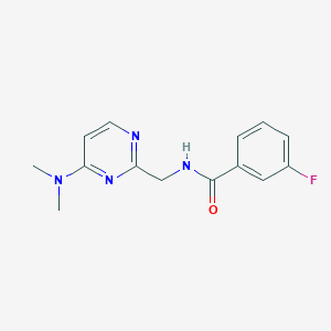 molecular formula C14H15FN4O B2479726 N-((4-(二甲氨基)嘧啶-2-基)甲基)-3-氟苯甲酰胺 CAS No. 1797292-46-6