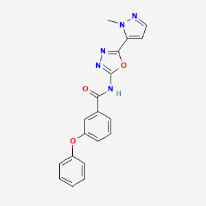 molecular formula C19H15N5O3 B2479727 N-(5-(1-methyl-1H-pyrazol-5-yl)-1,3,4-oxadiazol-2-yl)-3-phenoxybenzamide CAS No. 1170008-14-6