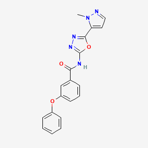 molecular formula C19H15N5O3 B2479727 N-(5-(1-甲基-1H-吡唑-5-基)-1,3,4-恶二唑-2-基)-3-苯氧基苯甲酰胺 CAS No. 1170008-14-6