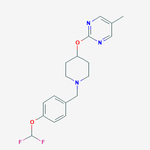 molecular formula C18H21F2N3O2 B2479736 2-[1-[[4-(Difluoromethoxy)phenyl]methyl]piperidin-4-yl]oxy-5-methylpyrimidine CAS No. 2415601-61-3