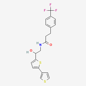 molecular formula C20H18F3NO2S2 B2479740 N-(2-([2,3'-bithiophen]-5-yl)-2-hydroxyethyl)-3-(4-(trifluoromethyl)phenyl)propanamide CAS No. 2185590-60-5