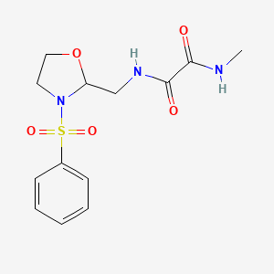 molecular formula C13H17N3O5S B2479741 N1-Methyl-N2-((3-(Phenylsulfonyl)oxazolidin-2-yl)methyl)oxalamid CAS No. 868981-82-2