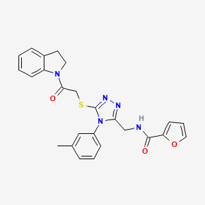 molecular formula C25H23N5O3S B2479746 N-((5-((2-(indolin-1-yl)-2-oxoethyl)thio)-4-(m-tolyl)-4H-1,2,4-triazol-3-yl)methyl)furan-2-carboxamide CAS No. 310449-85-5