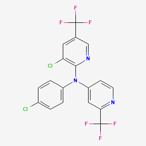 molecular formula C18H9Cl2F6N3 B2479748 3-chloro-N-(4-chlorophenyl)-5-(trifluoromethyl)-N-[2-(trifluoromethyl)pyridin-4-yl]pyridin-2-amine CAS No. 339020-16-5