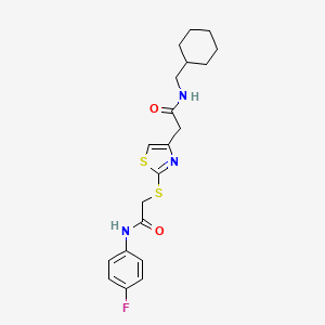 molecular formula C20H24FN3O2S2 B2479752 N-(cyclohexylmethyl)-2-(2-((2-((4-fluorophenyl)amino)-2-oxoethyl)thio)thiazol-4-yl)acetamide CAS No. 941874-52-8