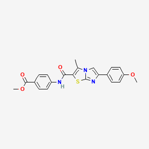 molecular formula C22H19N3O4S B2479758 4-(6-(4-甲氧基苯基)-3-甲基咪唑并[2,1-b]噻唑-2-甲酰胺基)苯甲酸甲酯 CAS No. 852135-00-3