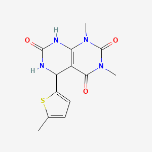 molecular formula C13H14N4O3S B2479760 1,3-dimethyl-5-(5-methylthiophen-2-yl)-5,6-dihydropyrimido[4,5-d]pyrimidine-2,4,7(1H,3H,8H)-trione CAS No. 1171932-26-5