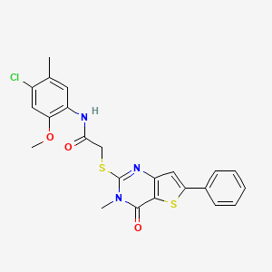 molecular formula C23H20ClN3O3S2 B2479761 N-(4-chloro-2-methoxy-5-methylphenyl)-2-({3-methyl-4-oxo-6-phenyl-3H,4H-thieno[3,2-d]pyrimidin-2-yl}sulfanyl)acetamide CAS No. 1105214-66-1