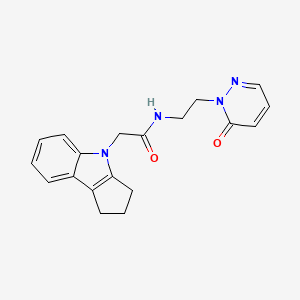 molecular formula C19H20N4O2 B2479766 2-(2,3-dihydrocyclopenta[b]indol-4(1H)-yl)-N-(2-(6-oxopyridazin-1(6H)-yl)ethyl)acetamide CAS No. 1203058-87-0