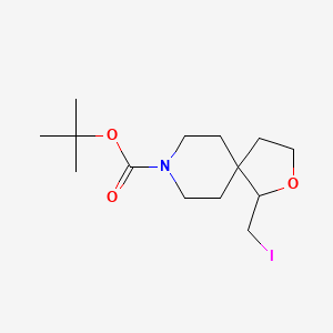 molecular formula C14H24INO3 B2479768 tert-Butyl 1-(iodomethyl)-2-oxa-8-azaspiro[4.5]decane-8-carboxylate CAS No. 2172135-66-7