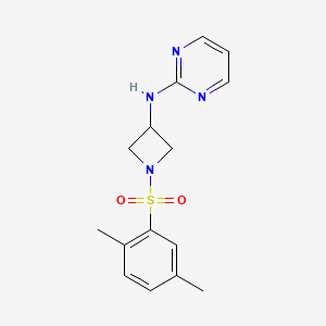 molecular formula C15H18N4O2S B2479774 N-(1-((2,5-二甲苯基)磺酰基)氮杂环丁-3-基)嘧啶-2-胺 CAS No. 2034607-55-9