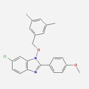 molecular formula C23H21ClN2O2 B2479778 6-Chloro-1-[(3,5-dimethylphenyl)methoxy]-2-(4-methoxyphenyl)benzimidazole CAS No. 329234-99-3