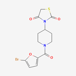 molecular formula C13H13BrN2O4S B2479780 3-(1-(5-Bromofuran-2-carbonyl)piperidin-4-yl)thiazolidine-2,4-dione CAS No. 1795301-95-9