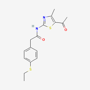 molecular formula C16H18N2O2S2 B2479781 N-(5-acetyl-4-methylthiazol-2-yl)-2-(4-(ethylthio)phenyl)acetamide CAS No. 941971-36-4
