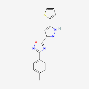 3-(4-methylphenyl)-5-[3-(thiophen-2-yl)-1H-pyrazol-5-yl]-1,2,4-oxadiazole